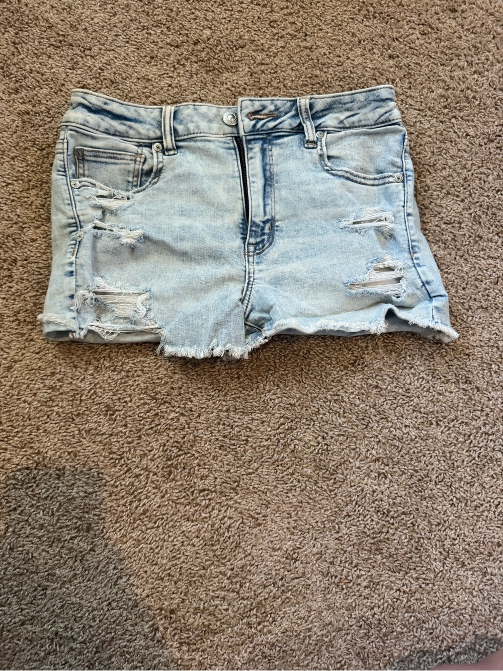 American Eagle Outfitters Light Blue Distressed Denim Shorts